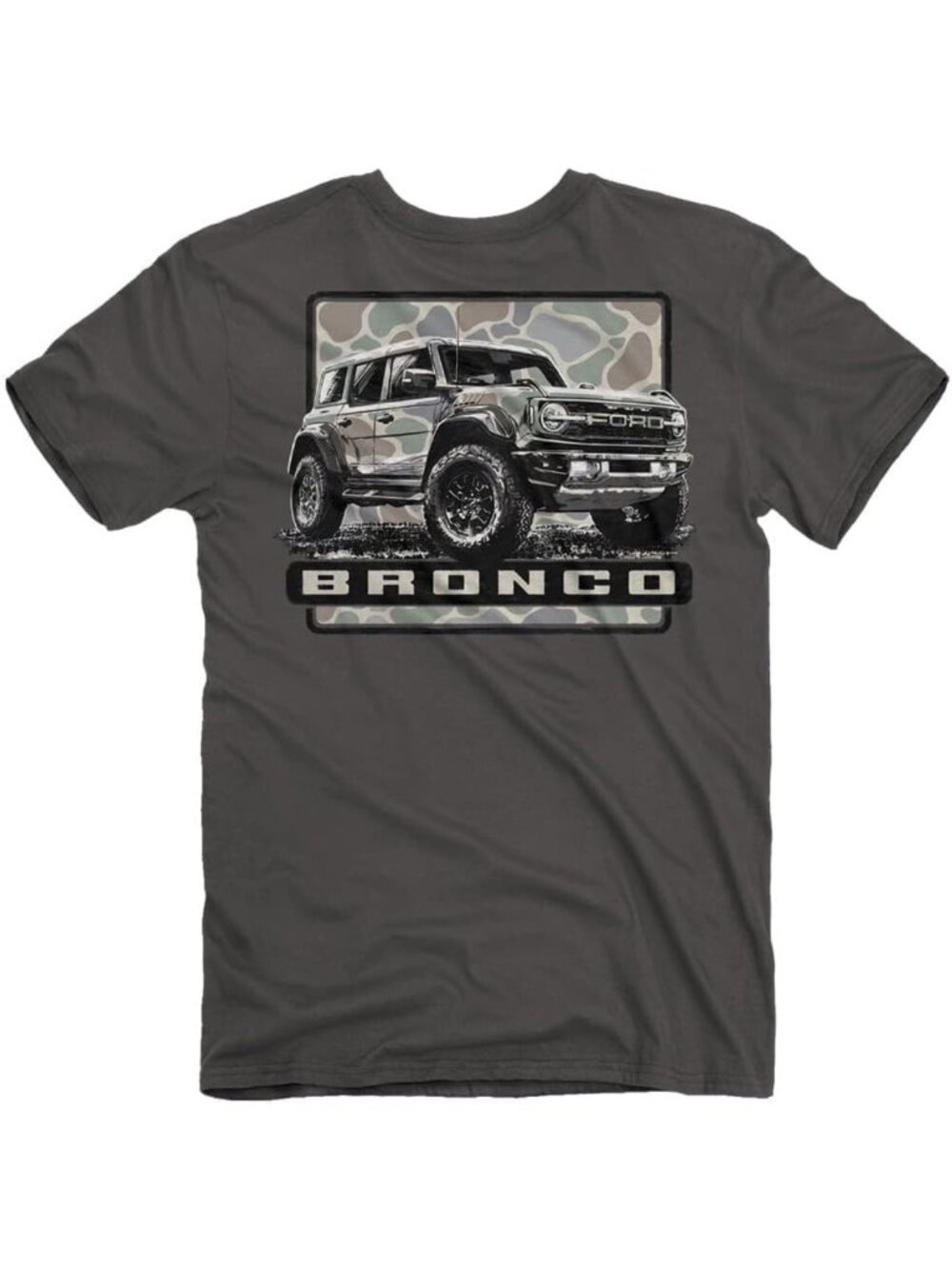 Charcoal Camo Bronco Graphic T-Shirt | Soft 100% Cotton Casual Tee
